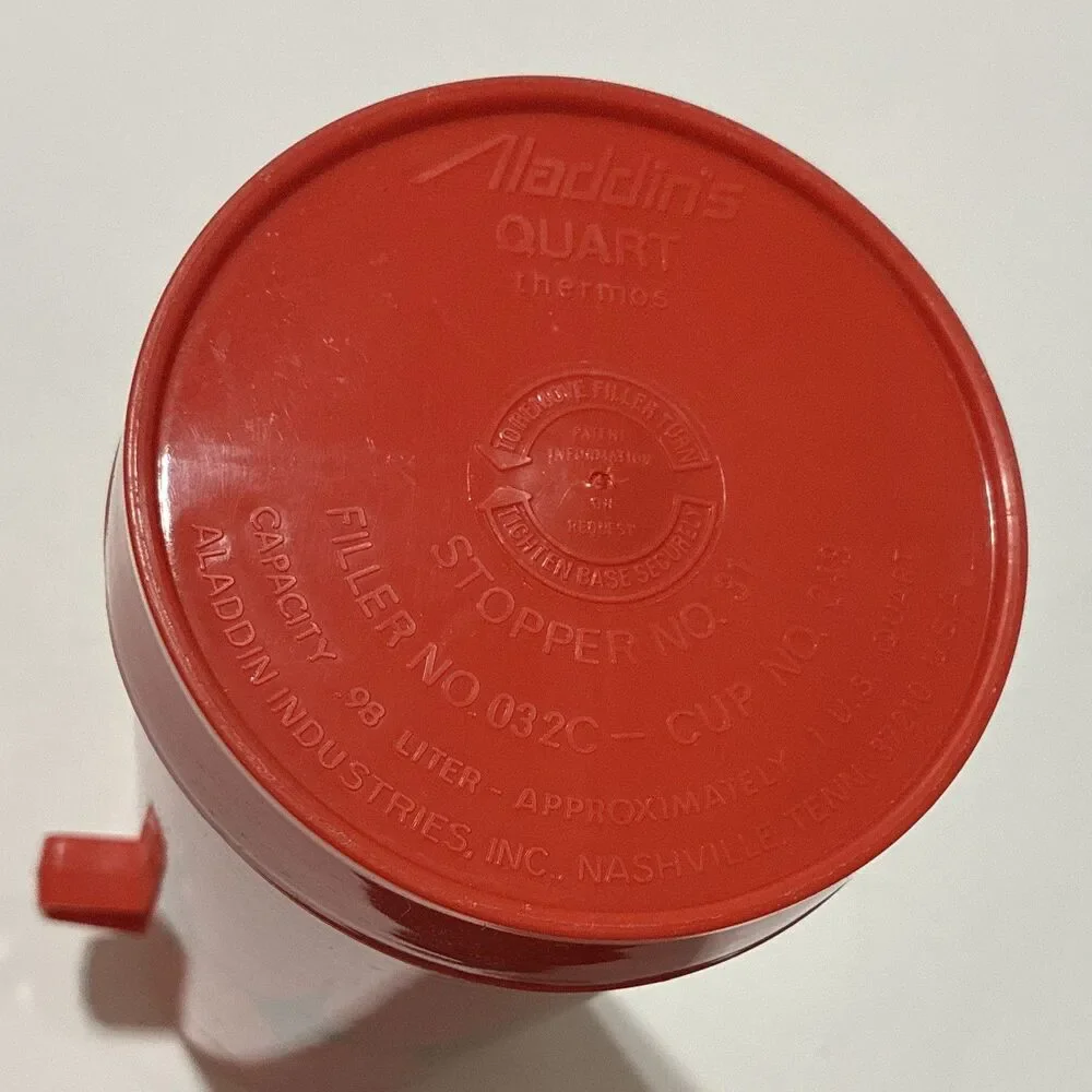 Aladdin 1 qt Vacuum Flask Thermos Insulated w/ Twist Lid, Red/Black 032C
